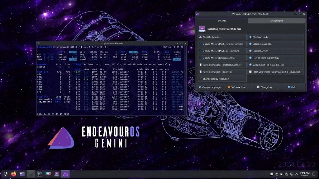 EndeavourOS «Gemini» presenta Plasma 6, Qt 6 y dice adios a&nbsp;ARM